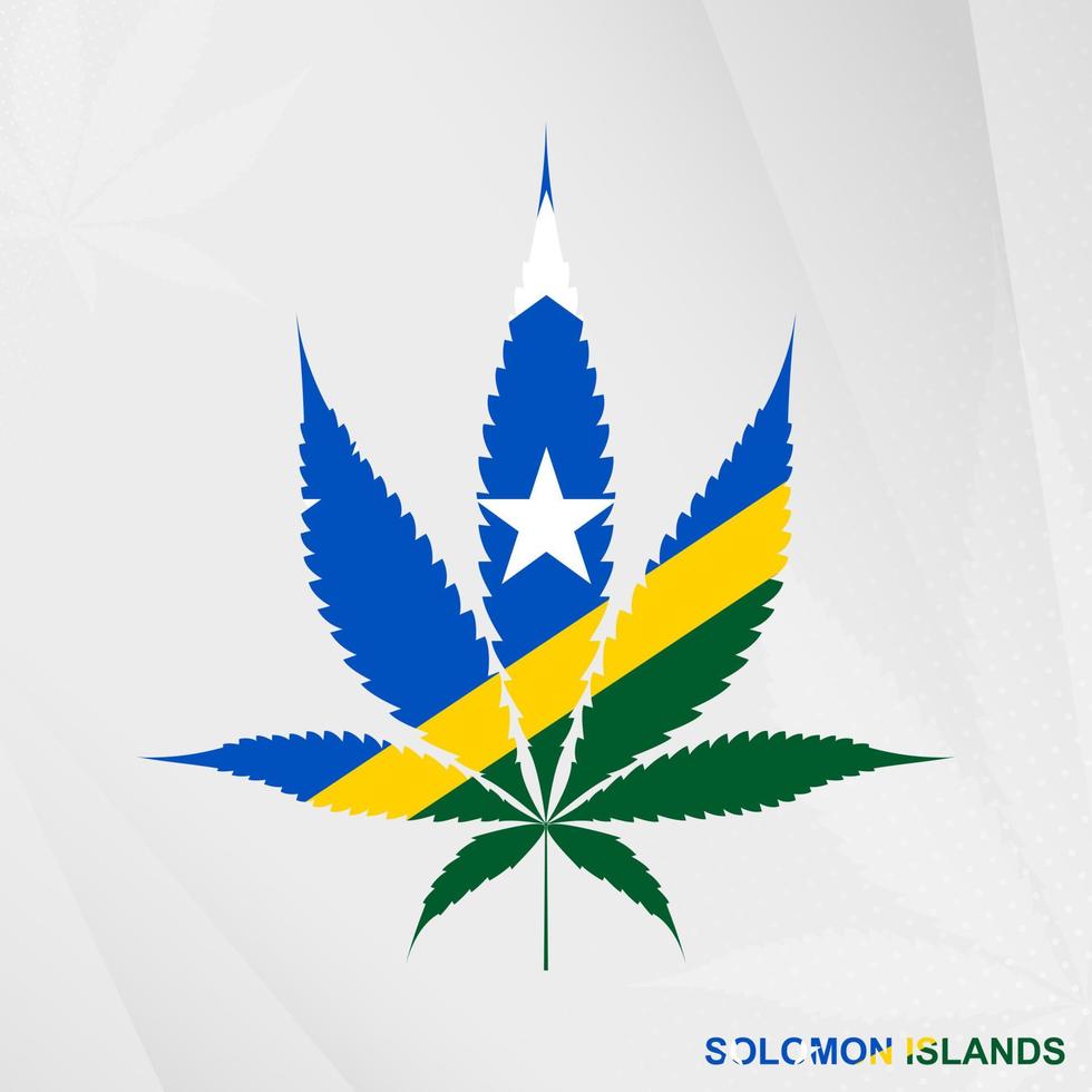 Flagge von Solomon Inseln im Marihuana Blatt Form. das Konzept von Legalisierung Cannabis im Solomon Inseln. vektor