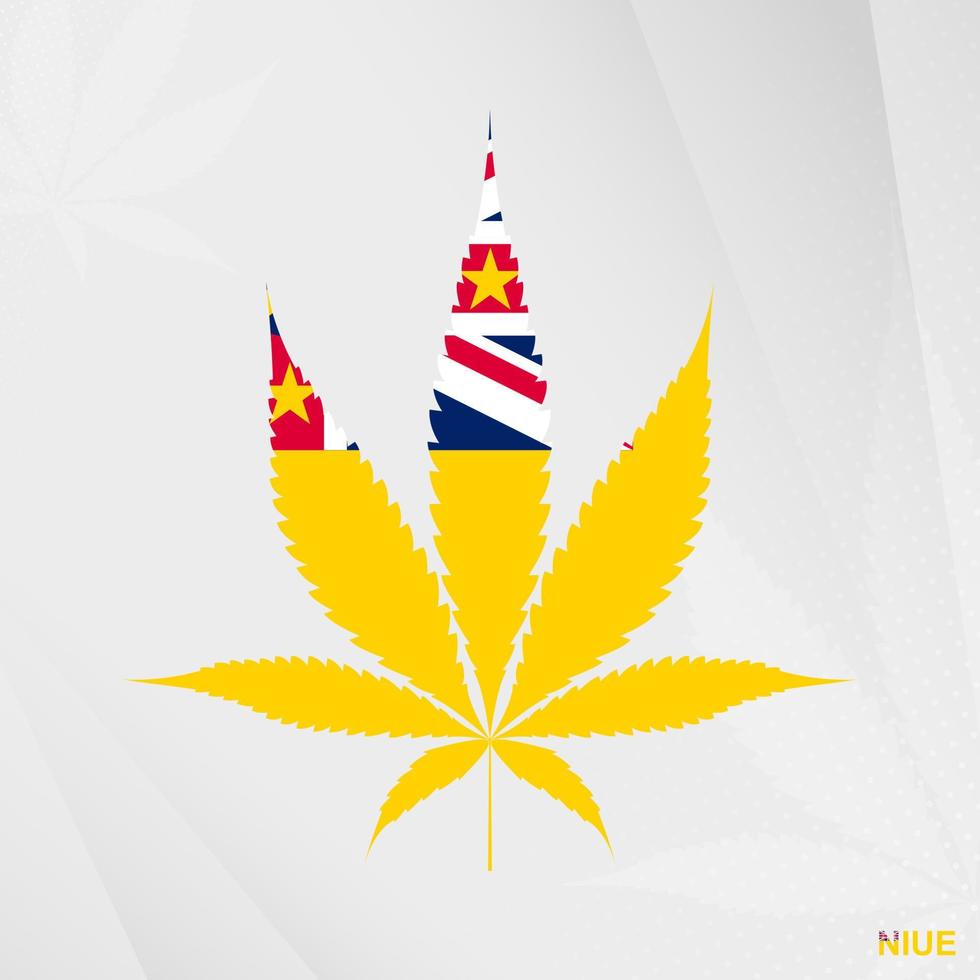 Flagge von niue im Marihuana Blatt Form. das Konzept von Legalisierung Cannabis im nie. vektor
