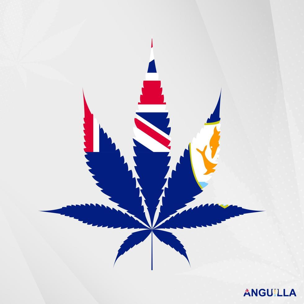 Flagge von Anguilla im Marihuana Blatt Form. das Konzept von Legalisierung Cannabis im Anguilla. vektor