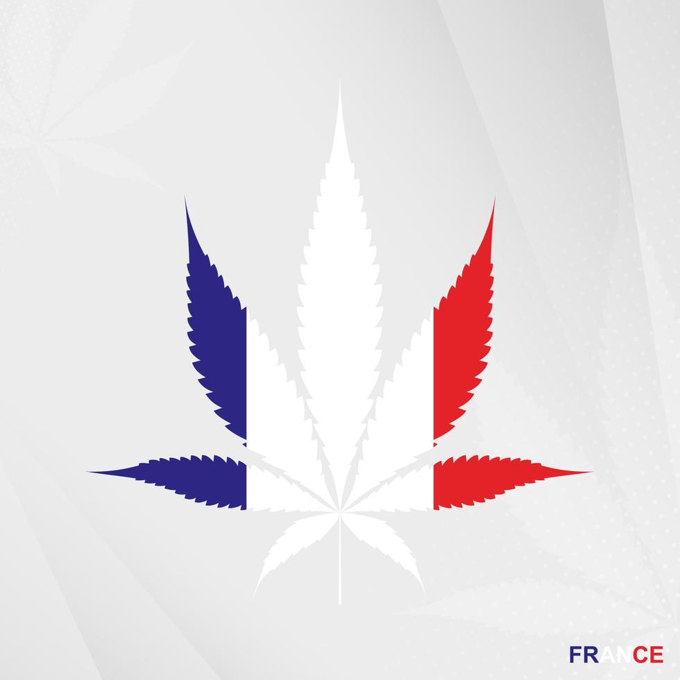 Flagge von Frankreich im Marihuana Blatt Form. das Konzept von Legalisierung Cannabis im Frankreich. vektor