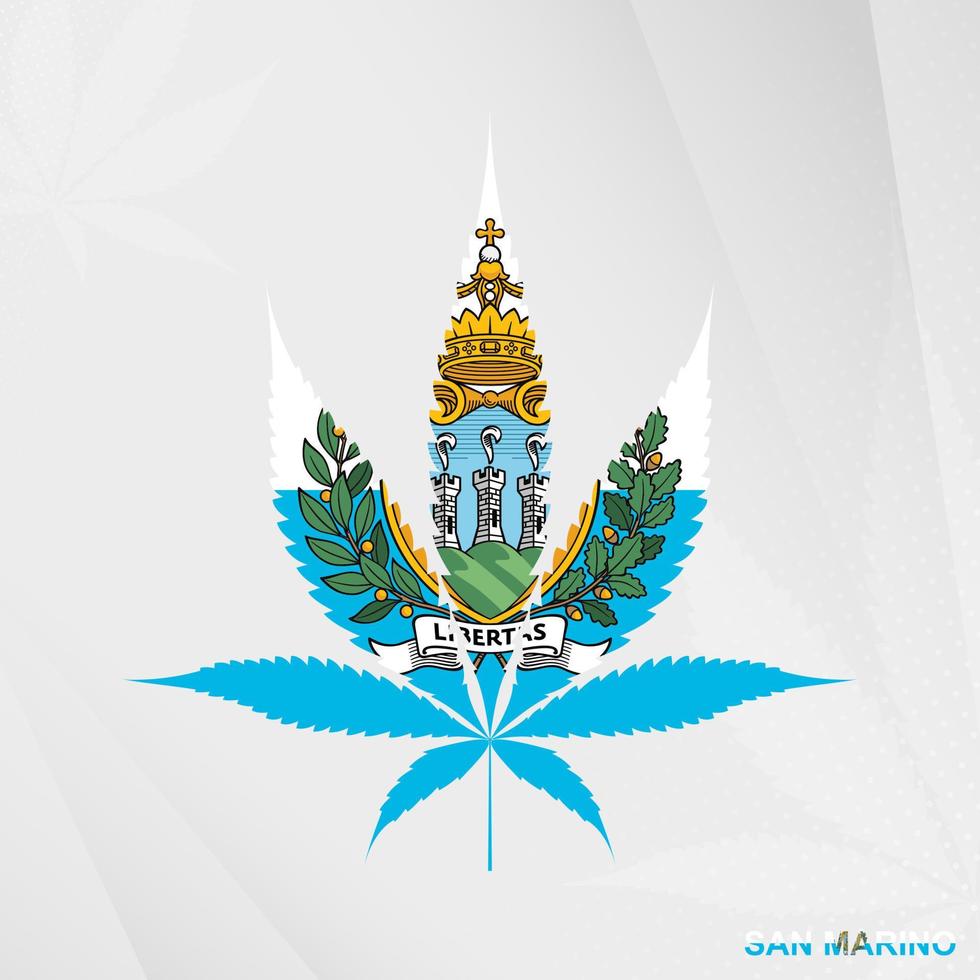 Flagge von san Marino im Marihuana Blatt Form. das Konzept von Legalisierung Cannabis im san Marino. vektor