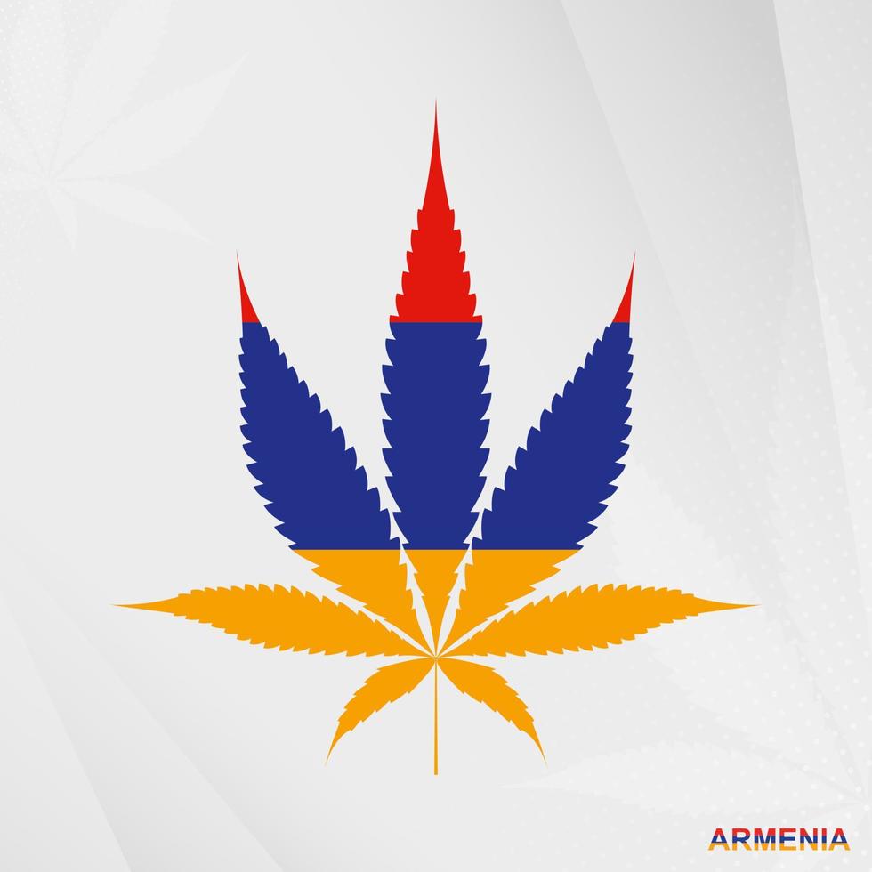 flagga av armenia i marijuana blad form. de begrepp av legalisering cannabis i armenien. vektor