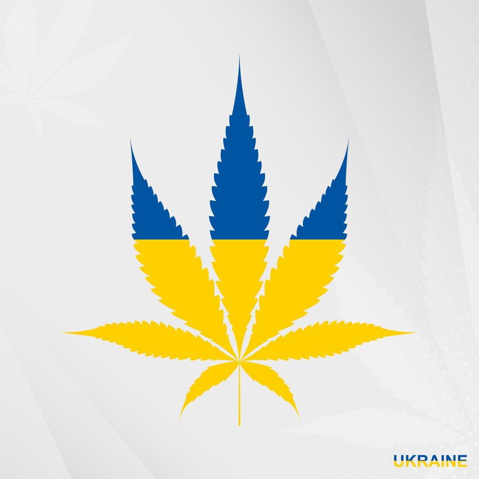 Flagge von Ukraine im Marihuana Blatt Form. das Konzept von Legalisierung Cannabis im Ukraine. vektor