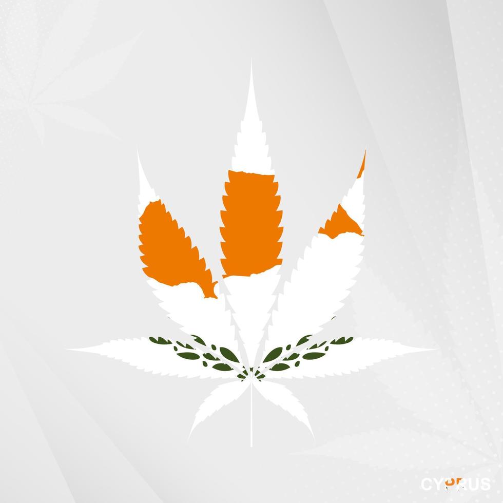 Flagge von Zypern im Marihuana Blatt Form. das Konzept von Legalisierung Cannabis im Zypern. vektor