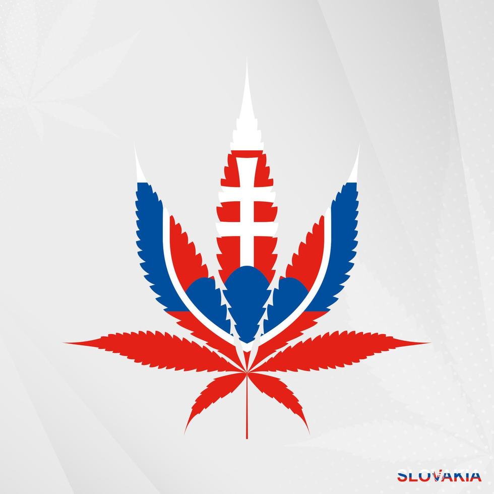 flagga av slovakia i marijuana blad form. de begrepp av legalisering cannabis i slovakien. vektor