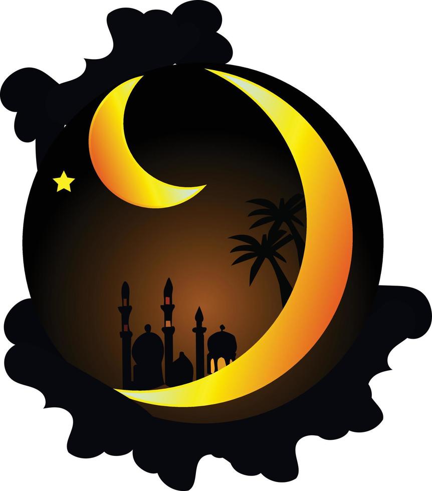 islamic ramadan kareem moské med måne vektor