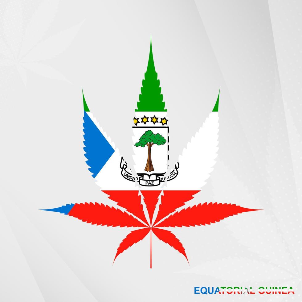 Flagge von äquatorial Guinea im Marihuana Blatt Form. das Konzept von Legalisierung Cannabis im äquatorial Guinea. vektor