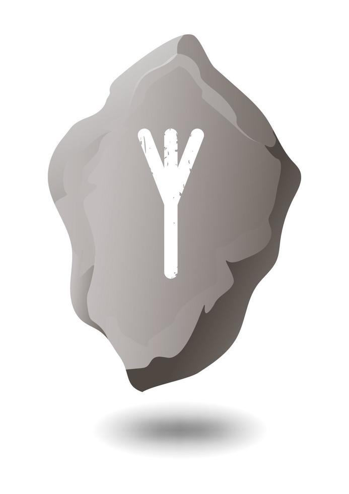 gezeichnete Rune Algiz auf einem grauen Stein vektor