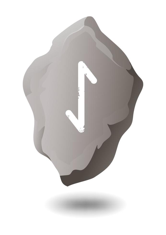 gezeichnete Rune Eihwaz auf einem grauen Stein vektor