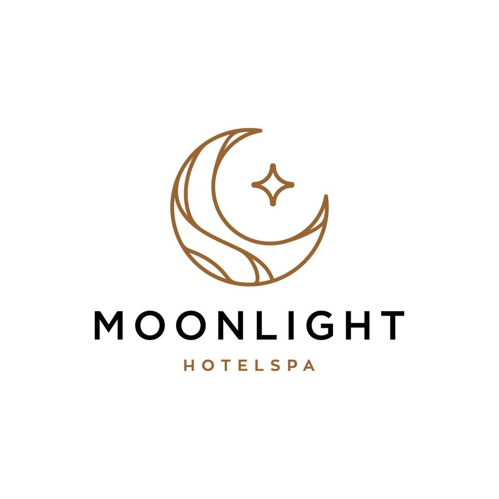 elegant Halbmond Mond und Star Logo Design Linie Symbol Vektor im Luxus Stil Gliederung linear, Ramadan karem, Halbmond Mond und Star Illustration zum Hintergrund Banner, abstrakt Halbmond Mond Logo