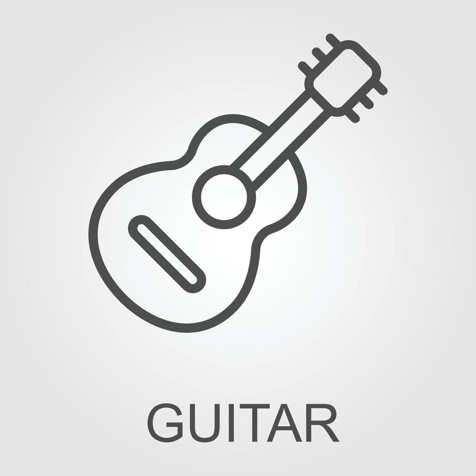 gitarr minimal ikon. instrument linje vektor ikon för webbplatser och mobil minimalistisk platt design.