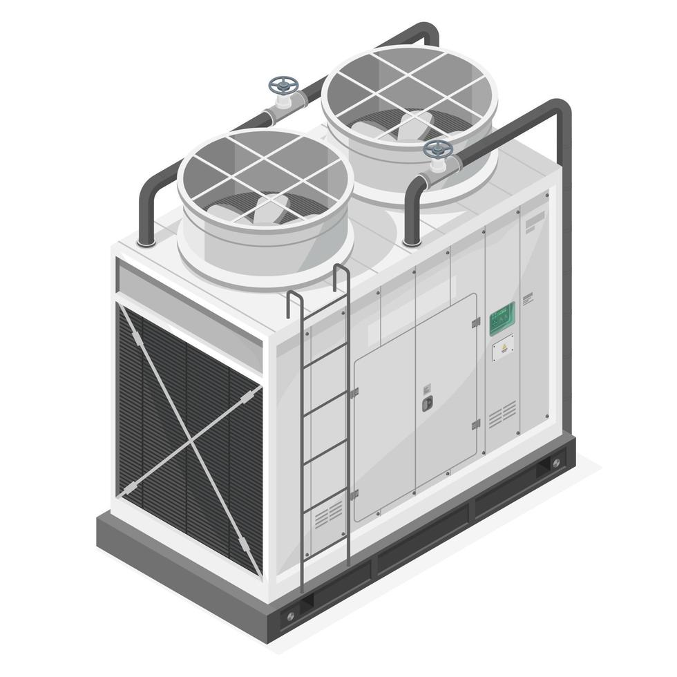 industriell stor luft balsam på tak av fabrik köpcenter flygplats eller lager isometrisk illustration isolerat tecknad serie vektor