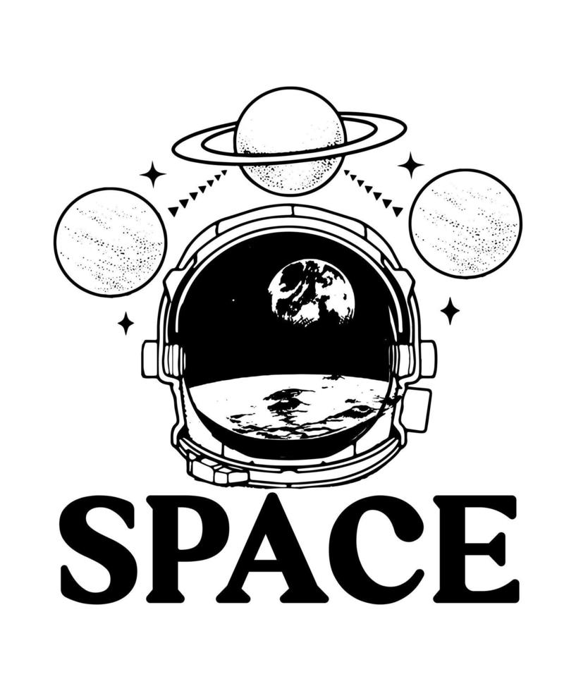 Raum Illustration Logo Vektor T-Shirt Design Astronaut Illustration Design