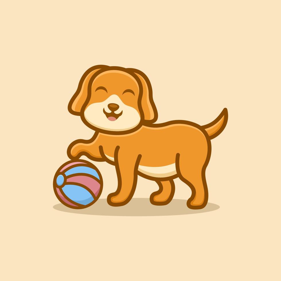 söt boll spela hund logotyp vektor