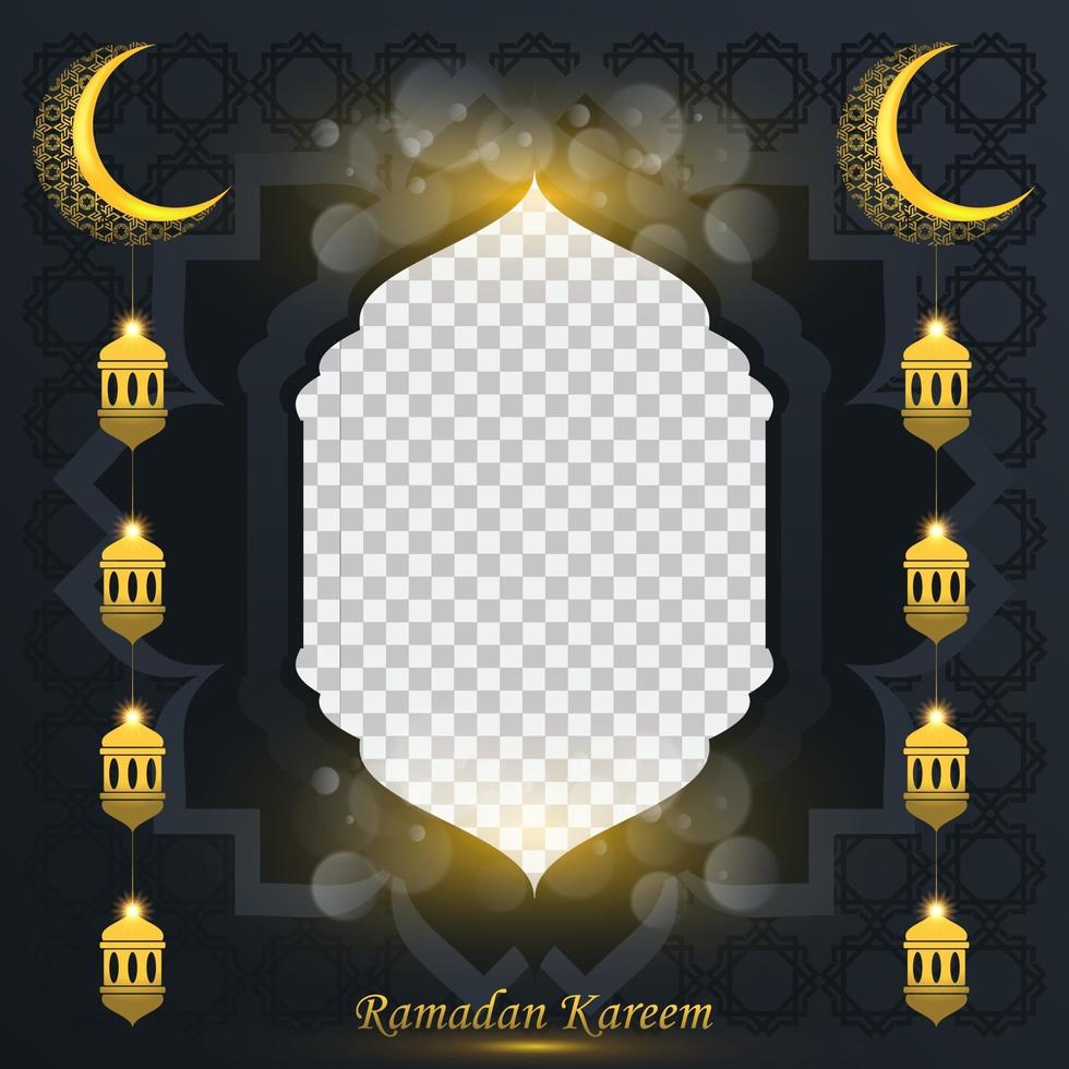 Ramadan Kareem Hintergrund für Social Media Post Design Vorlage. Halbmond und Laternenelement. islamische Hintergründe für Poster, Banner, Grußkarten und Social-Media-Post-Vorlagen. vektor