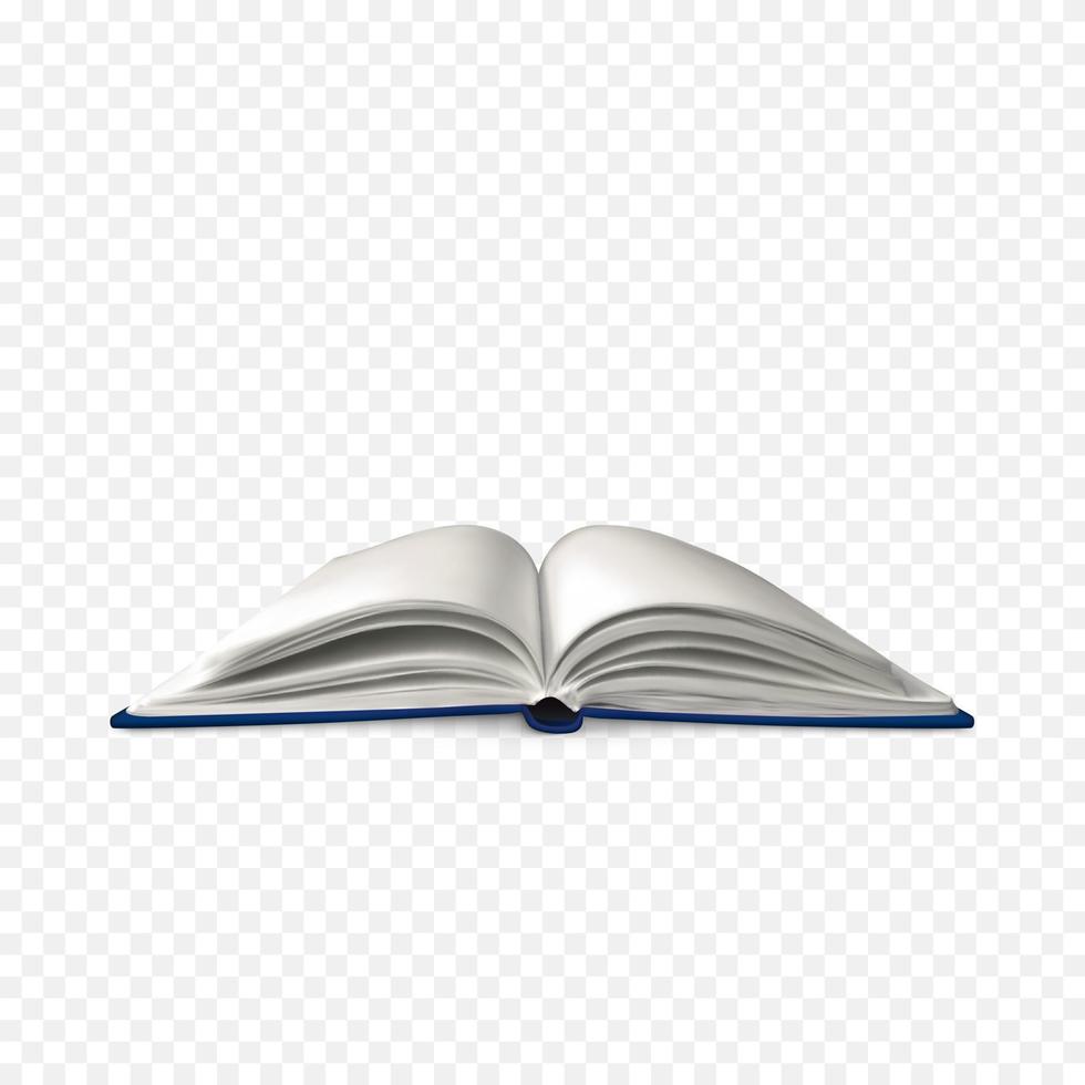 realistisk öppen bok. bok mall med vit sidor. vektor illustration