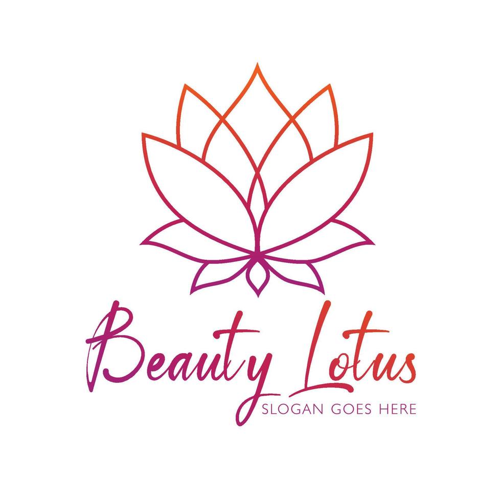 lotusblomma logotyp abstrakt skönhet spa salong kosmetika varumärke linjär stil vektor