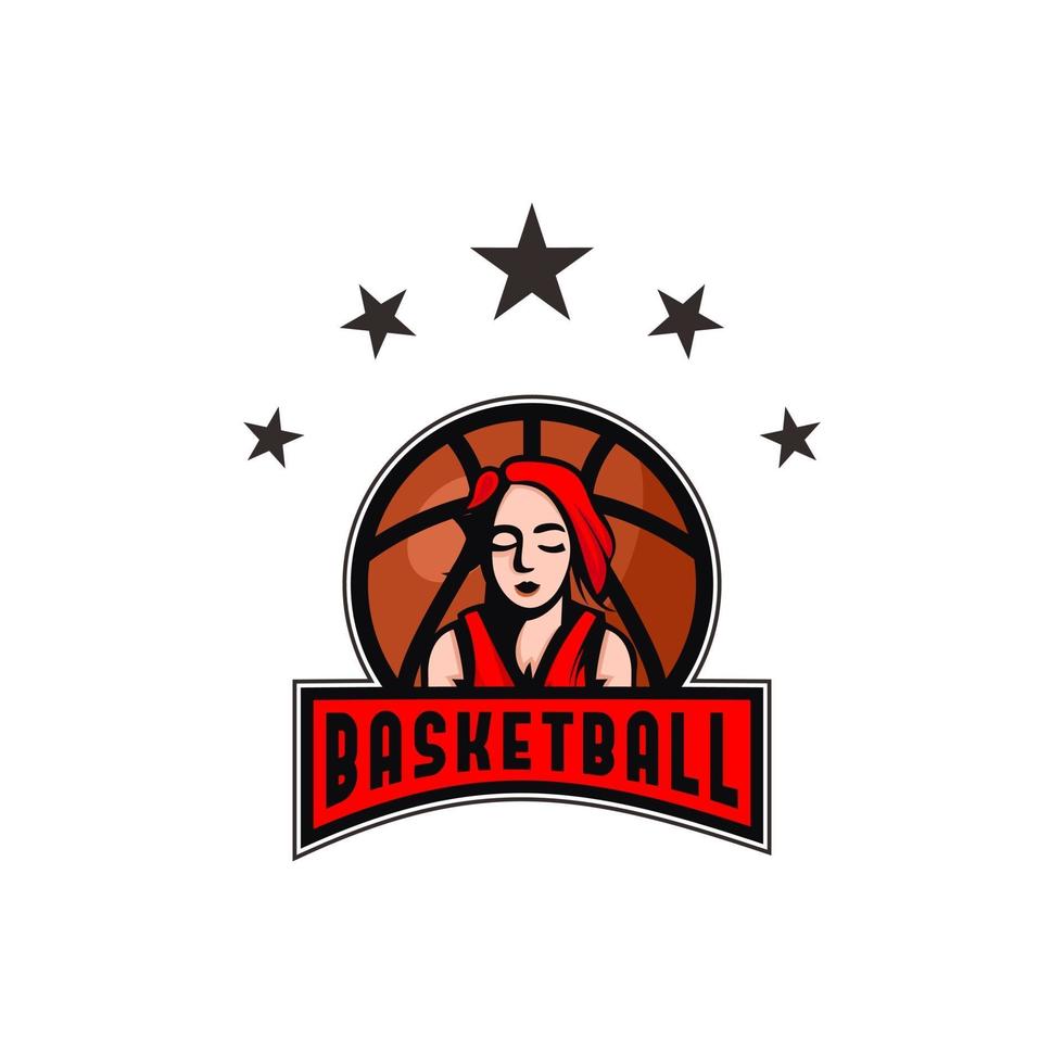 kvinnors basket illustration logo design vektor
