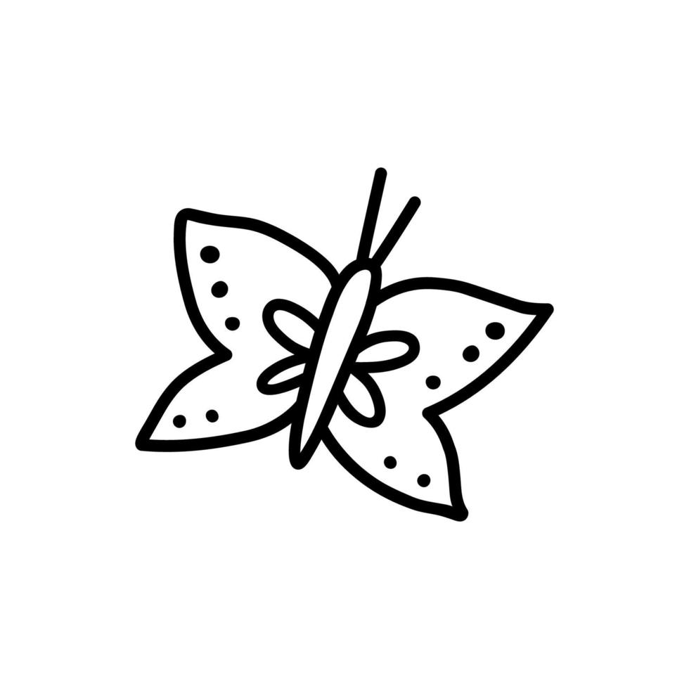 süß fliegend Schmetterling isoliert auf Weiß Hintergrund. Vektor handgemalt Illustration im Gekritzel Stil. perfekt zum Dekorationen, Logo, verschiedene Entwürfe.