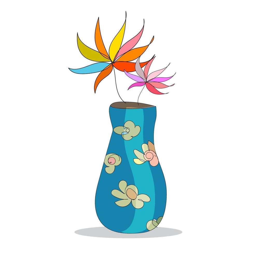 Hand gezeichnet abstrakt Gekritzel Garten Blumen Vase zum schmücken Layout Banner oder Grafik vektor