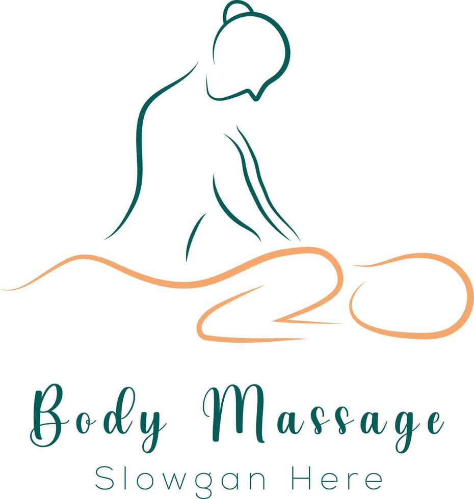 Körpermassage-Logo, Körper-Spa-Center-Symbol, Massagesalon, Spa, Entspannung, Verjüngung, ätherisches Öl, weißer Hintergrund, Vektorillustration vektor