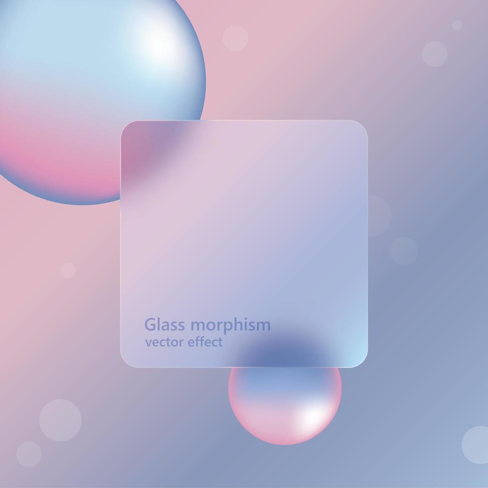 transparent Rahmen im Glas Morphismus oder Glasmorphismus Stil. abstrakt Formen auf Hintergrund. Flüssigkeit Wirkung. transparent und verschwommen Karte oder rahmen. Glas-Morphismus Stil. futuristisch Gradient. vektor