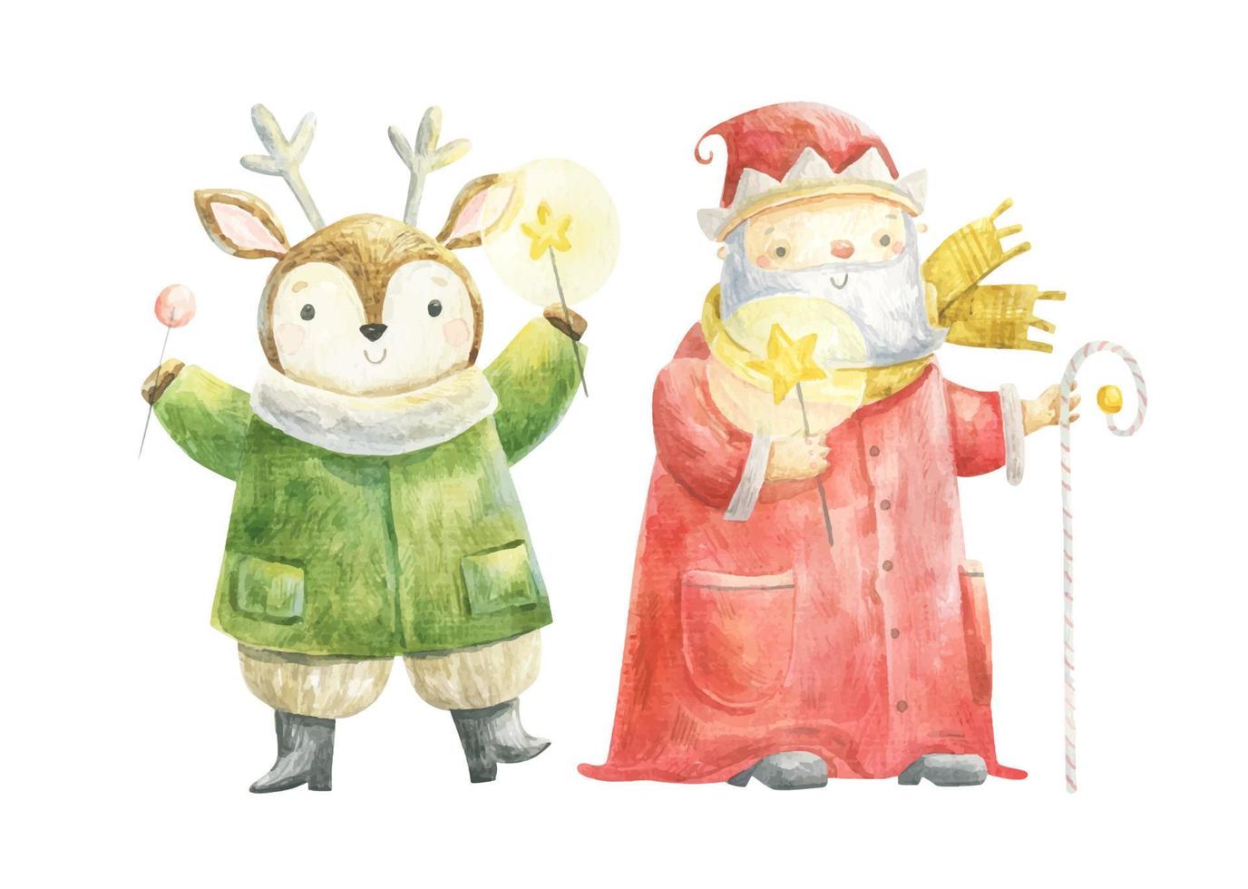 söt barnslig jul illustration. jul tecknad serie tecken, skriva ut, dekor vektor