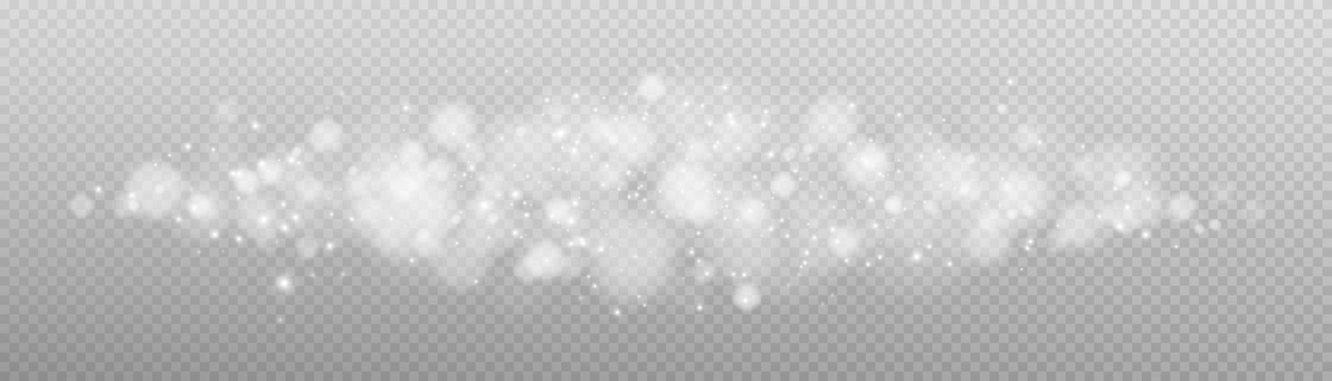 vit bokeh lampor med lysande partiklar isolerat. vektor