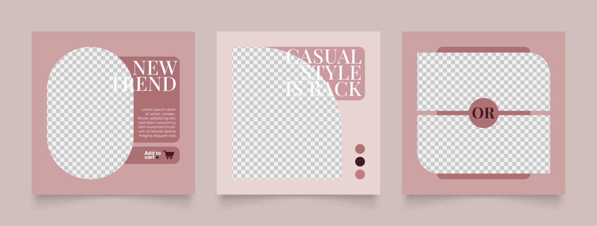 social media template banner modeverkaufsförderung in rotbrauner farbe vektor