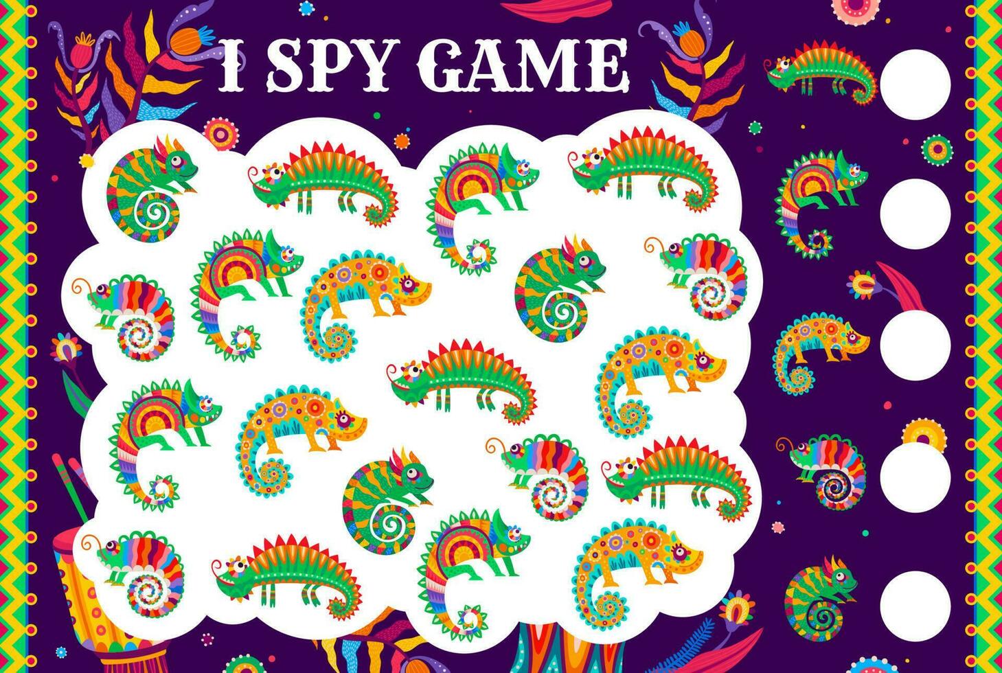 ich Spion Spiel Arbeitsblatt Mexikaner Chamäleon Eidechsen vektor