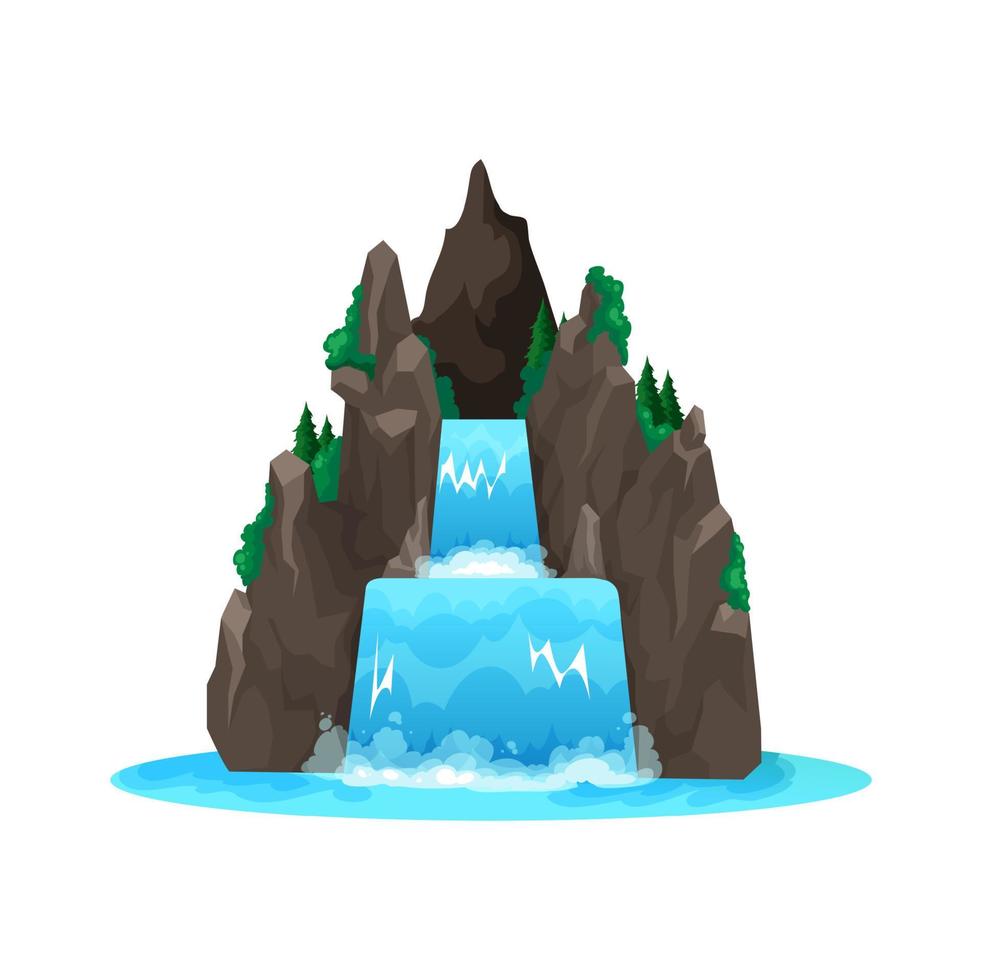 Karikatur Wasserfall, Wasser Kaskade von Berg Fluss vektor