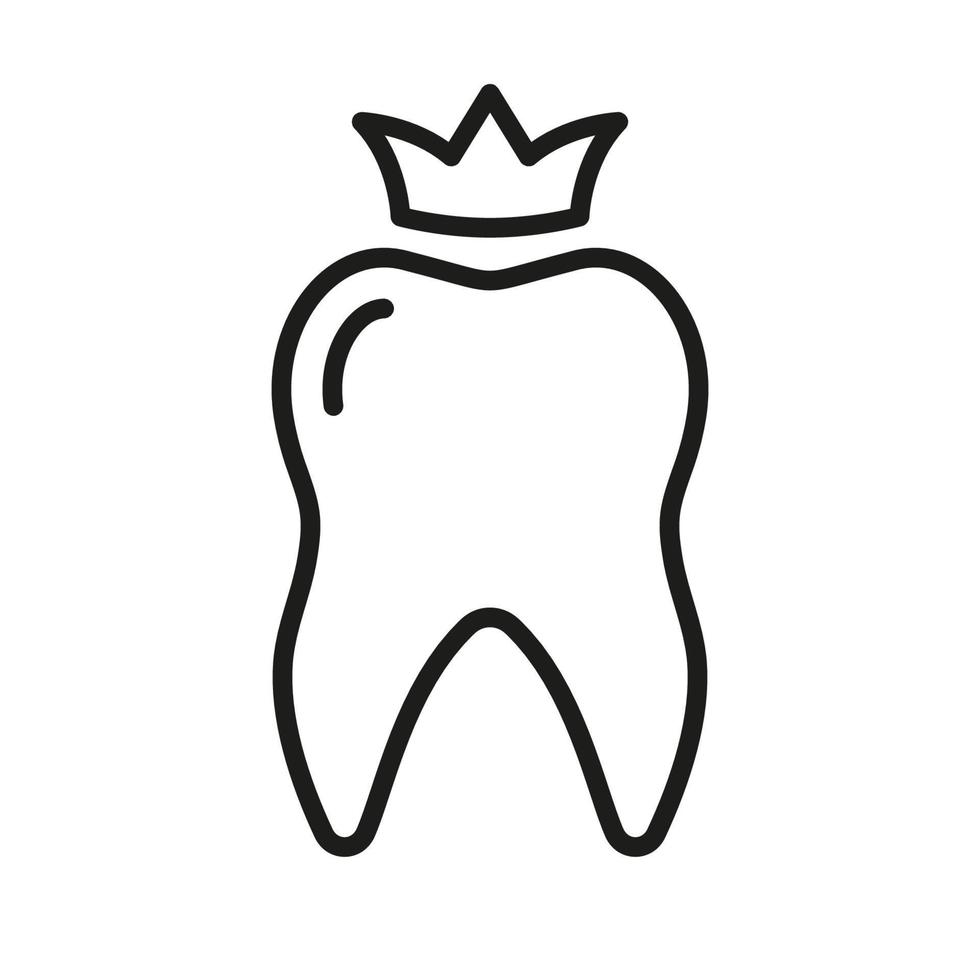 dental krona linje ikon. tänder skydd implantera. oral vård. tand medicinsk krona linjär piktogram. dental behandling tecken. tandvård översikt symbol. redigerbar stroke. isolerat vektor illustration.