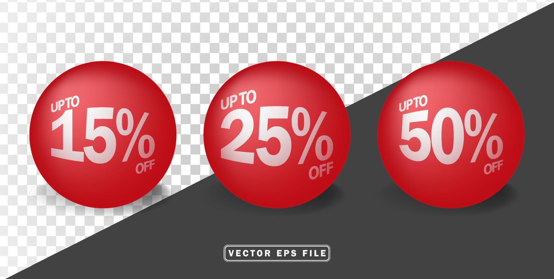 3d röd boll med rabatt procent försäljning vektor
