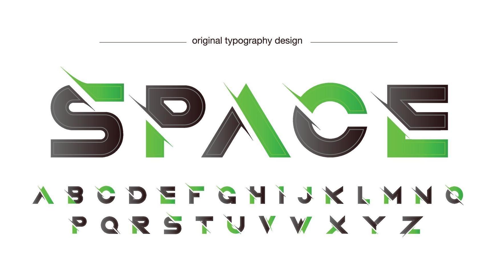 grüne und schwarze futuristische Sport-isolierte Buchstaben vektor