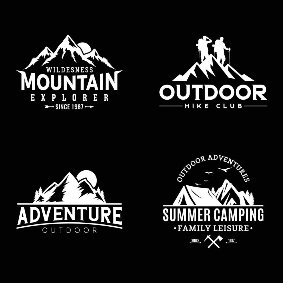 vier Jahrgang draussen Abenteuer Logo Designs einstellen vektor