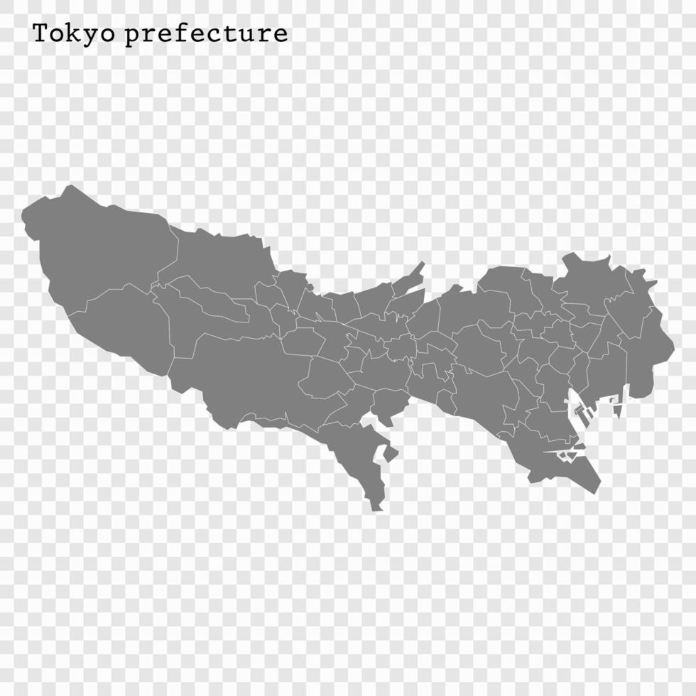 hög kvalitet Karta prefektur av japan vektor