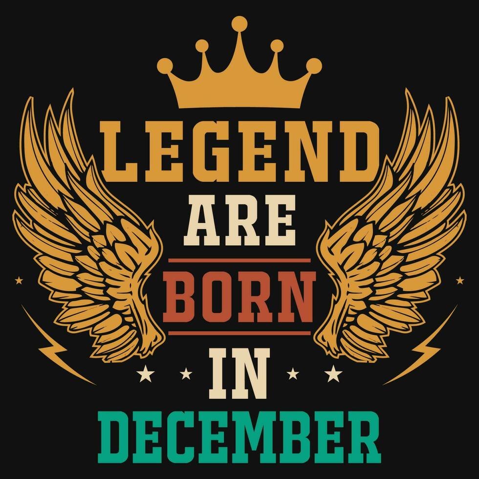 legend är född i december födelsedag tshirt design vektor