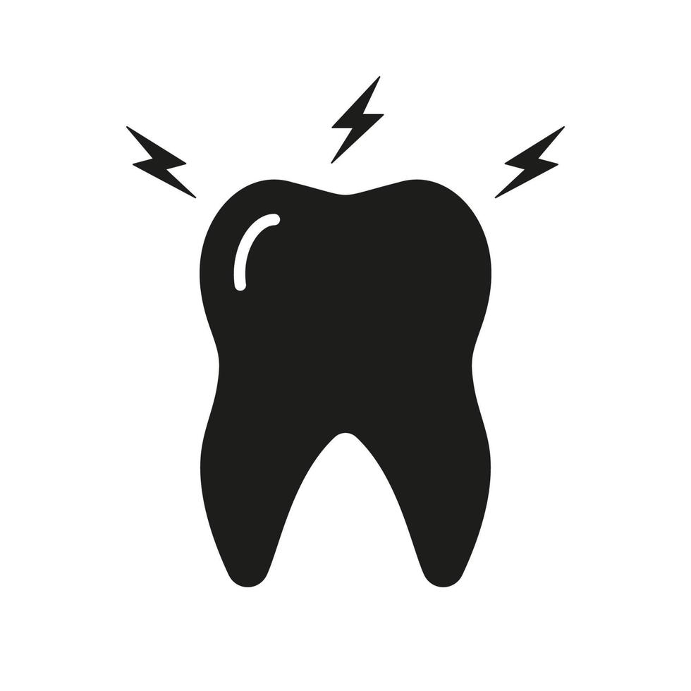 Zahnschmerzen Silhouette Symbol. Zähne Schmerz. Oral Gesundheitswesen Problem Glyphe Piktogramm. Zahn schmerzen, Empfindlichkeit oder schmerzlich. Dental Behandlung solide unterzeichnen. Zahnheilkunde Symbol. isoliert Vektor Illustration.