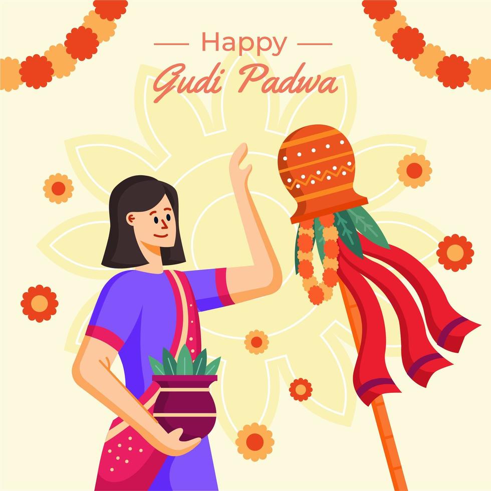 glad gudi padwa festival vektor