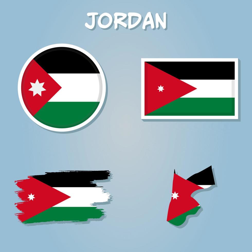Karte von Jordan mit Flagge Vektor Illustration.