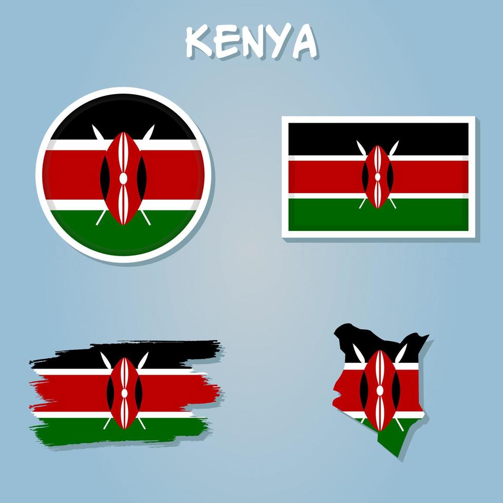 einfach eben Flagge Karte von das Republik von Kenia. vektor