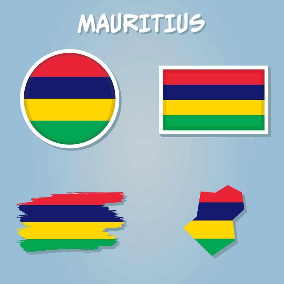 Republik von Mauritius hoch detailliert Karte und Flagge. vektor