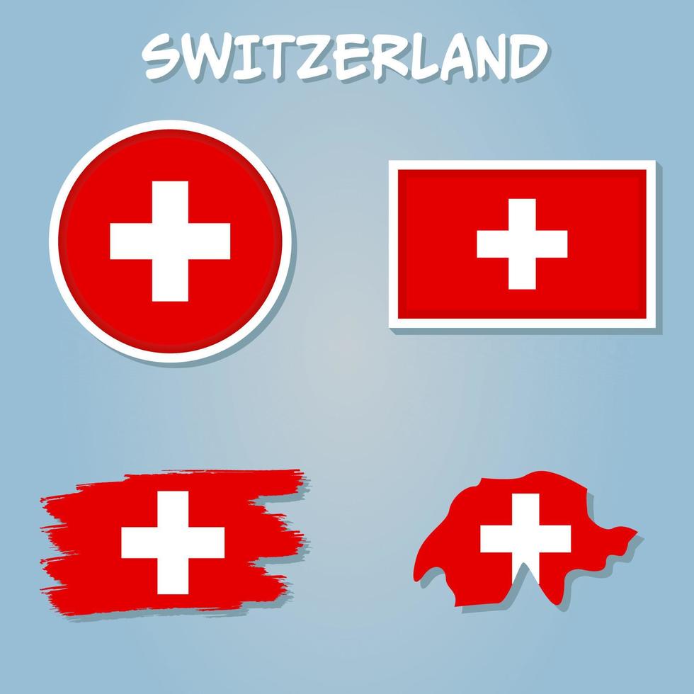 schweiz flagga nationell Europa emblem Karta ikon vektor illustration abstrakt design element.