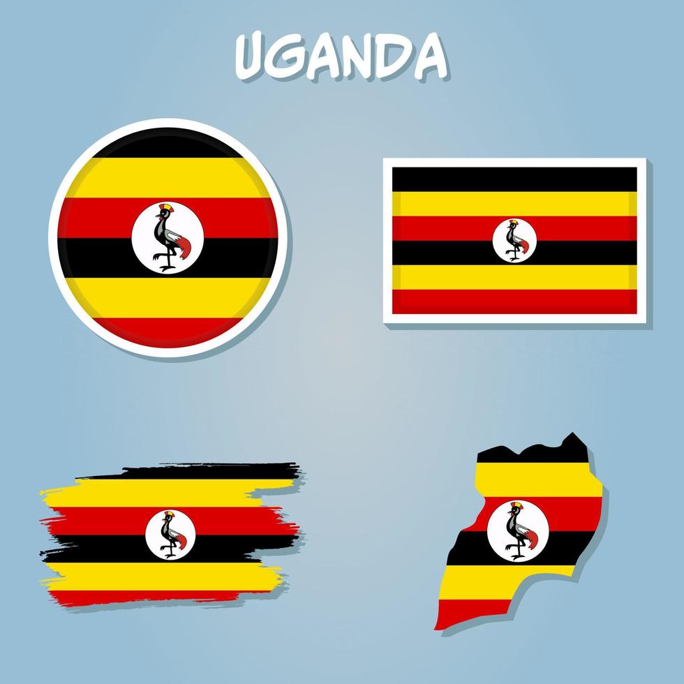 uganda nationell Karta med flagga illustration. vektor