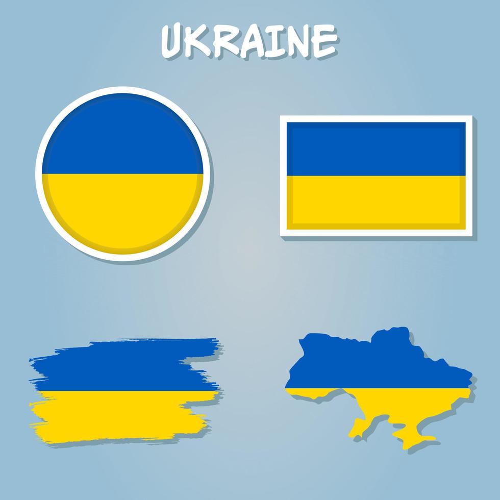Vektordarstellung der Flagge, die in die Karte der Ukraine integriert ist. vektor