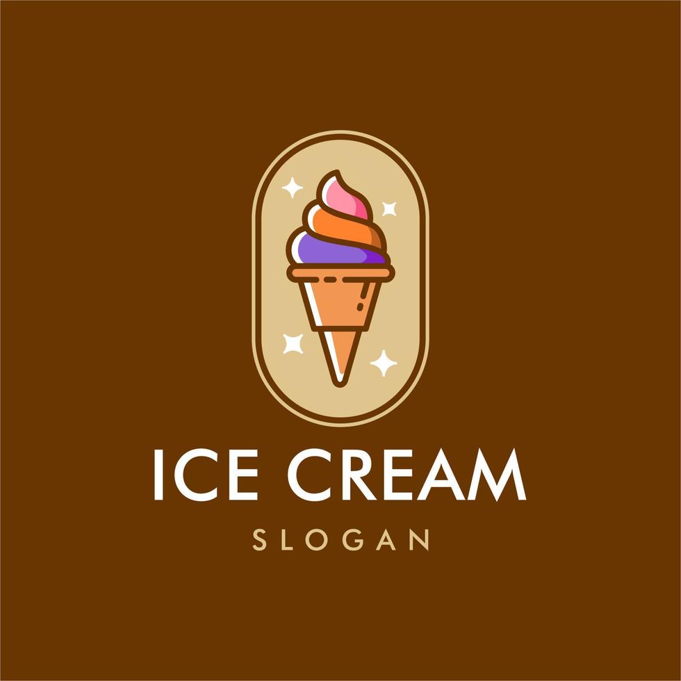 Eis Eis Sahne Logo. bunt Eis Sahne Abzeichen Design Symbol im modisch Linie Kunst Stil. Kinder freundlich Konzept zum lecker Eis Nachtisch. Vektor Eis Sahne modern Illustration.