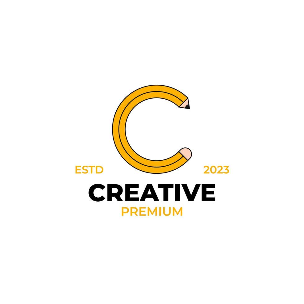 Vektor Brief c Bleistift Logo Design Konzept Illustration Idee
