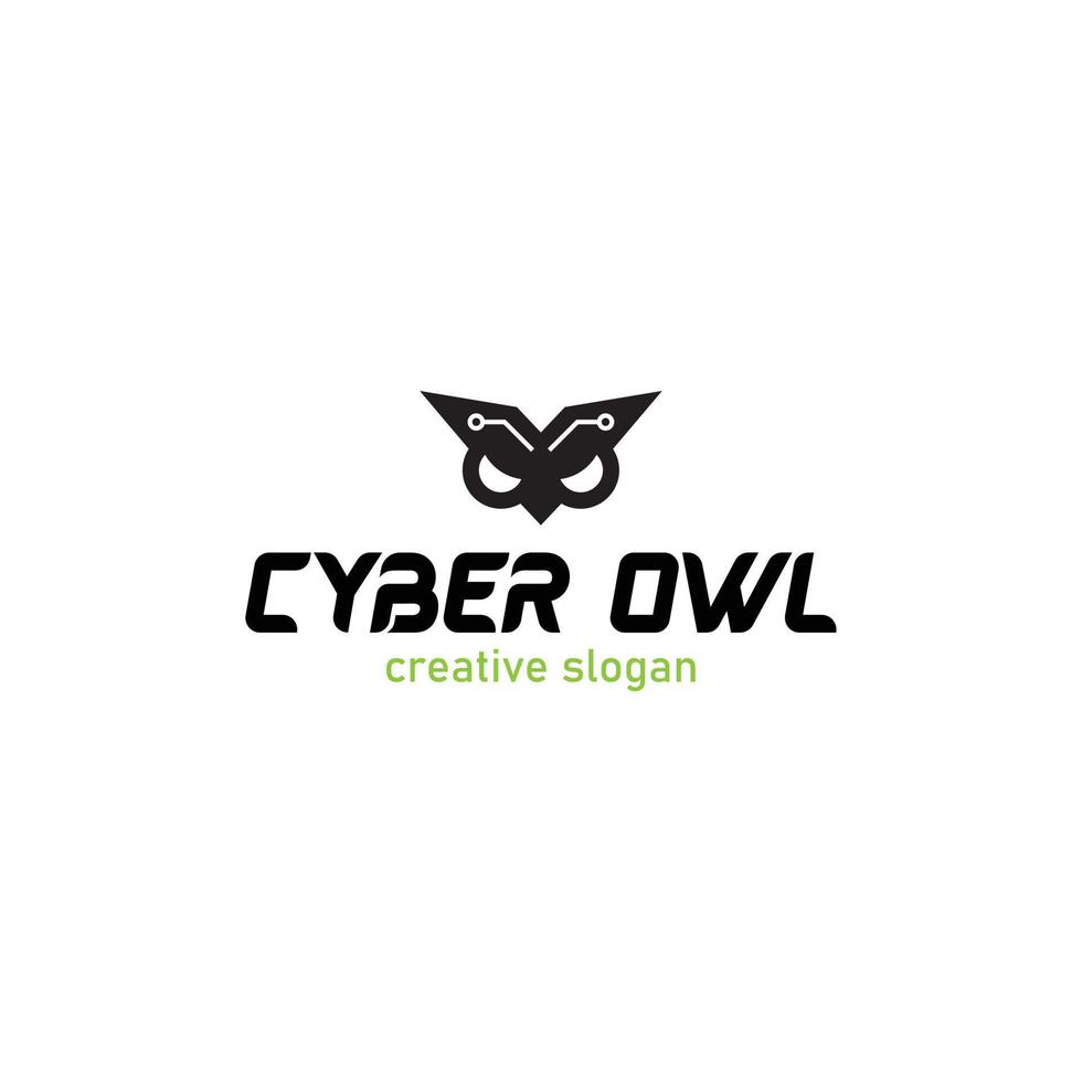 cyber Uggla modern begrepp logotyp design, svart huvud av Uggla vektor