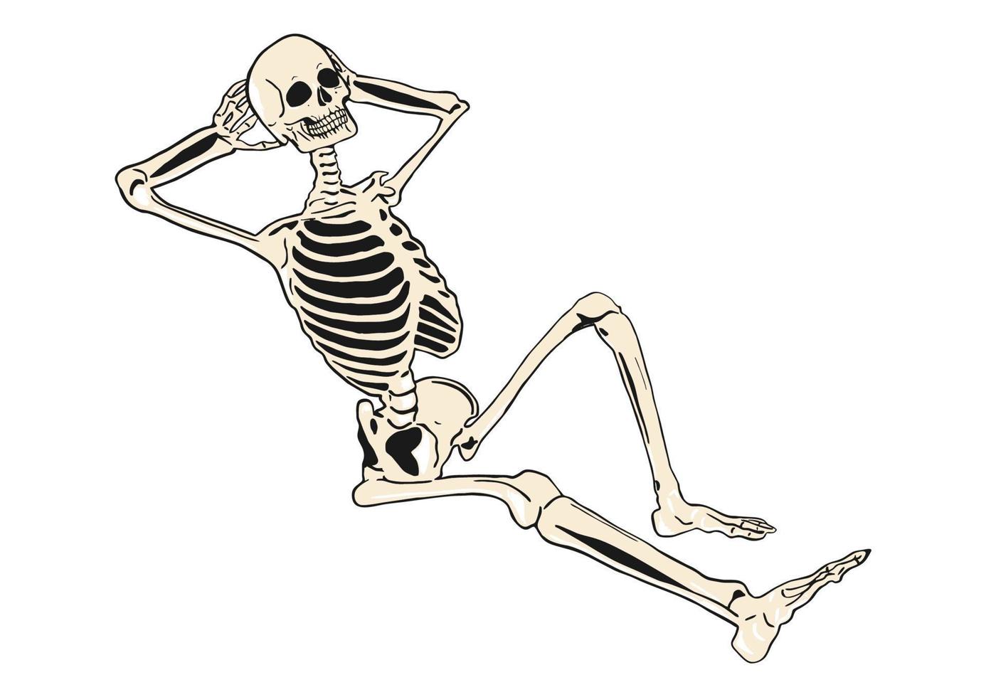 skelett. retrostil illustration av vilar skelett. platt vektor. vektor