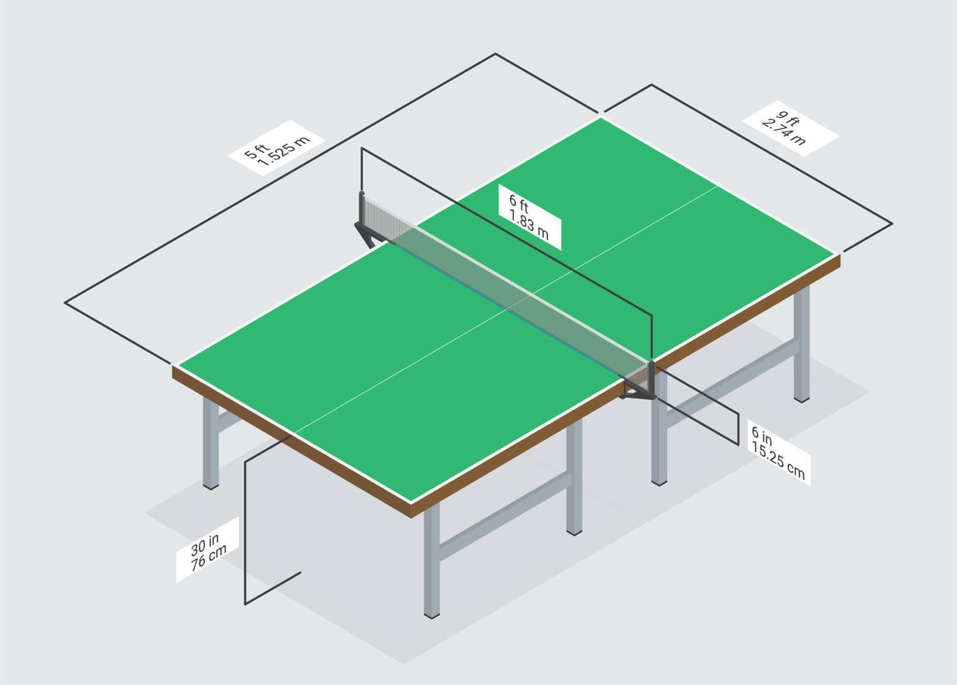 tabell tennis diagram. full storlek tabell mått. vektor isometrisk.